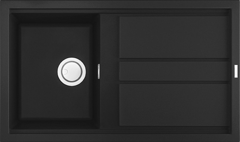 Elleci Best 400 LGB40040 Lavello da Incasso 1 Vasca con Gocciolatoio Reversibile 86 x 51 cm in Granitek Nero