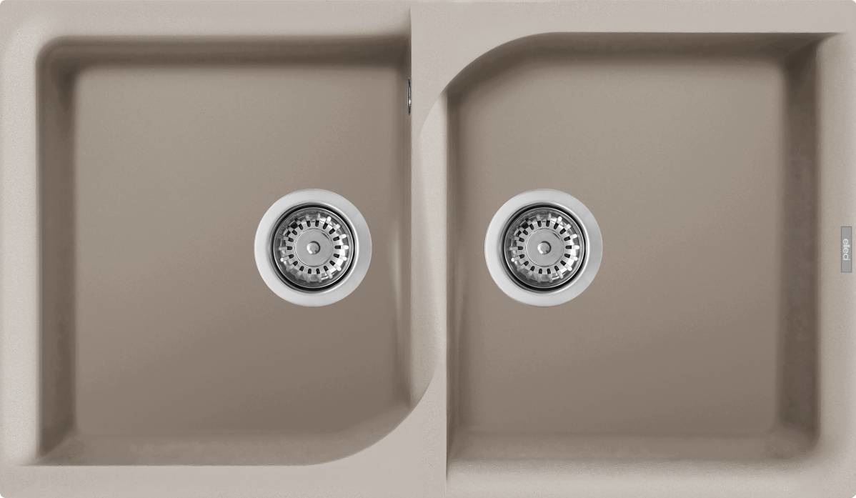 Elleci Ego 450 Lavello Incasso 2 Vasche 86x50 cm in Granitek Tortora