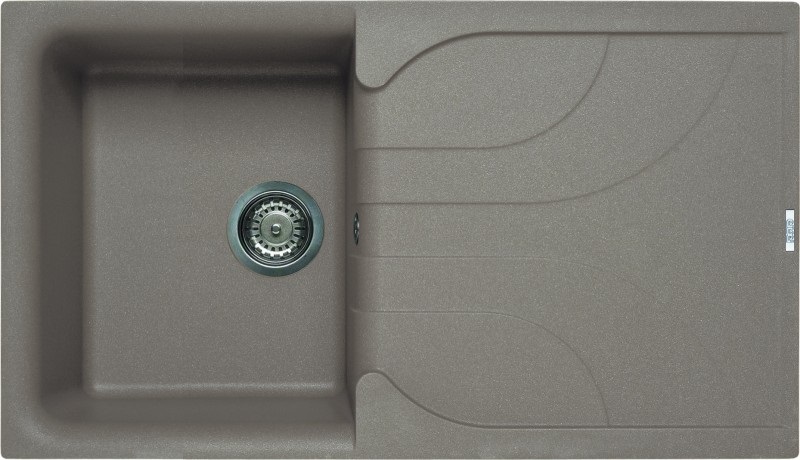 Elleci Ego 400 Lavello Montato su Piano Rettangolare in Granitek Tortora con 1 Vasca e Gocciolatoio Reversibile