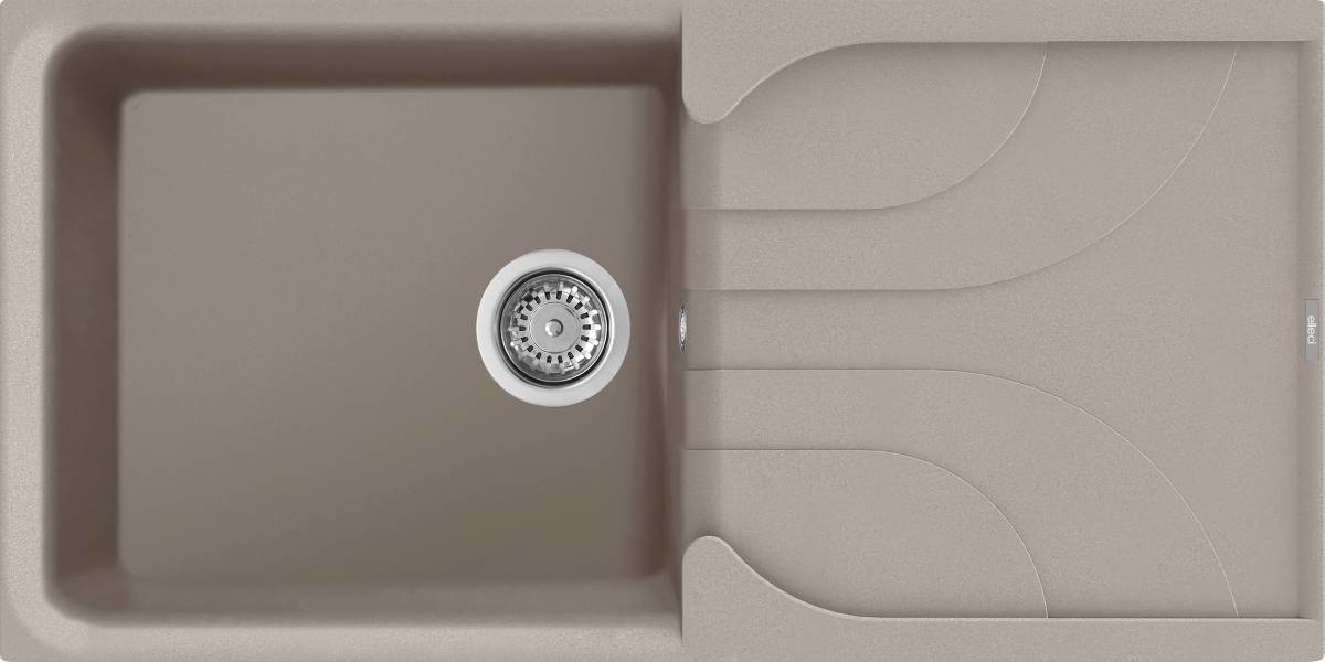 Elleci Ego 480 Lavello Montato su Piano Rettangolare in Granitek Grigio Tortora con 1 Ciotola e Gocciolatoio Reversibile
