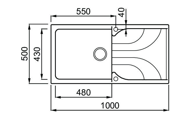 Elleci Ego 480 Lavello Montato su Piano Rettangolare in Granitek Grigio Tortora con 1 Ciotola e Gocciolatoio Reversibile