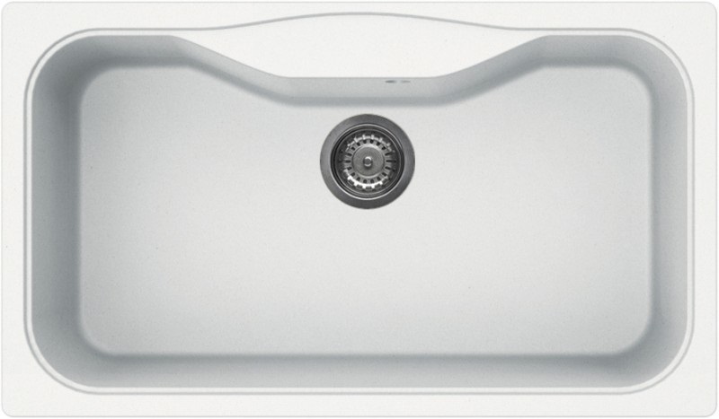 Elleci Fox 360 Lavello da Incasso 1 Vasca in Granitek Bianco 860x500 mm con Sifone Salvaspazio e Accessori Inclusi