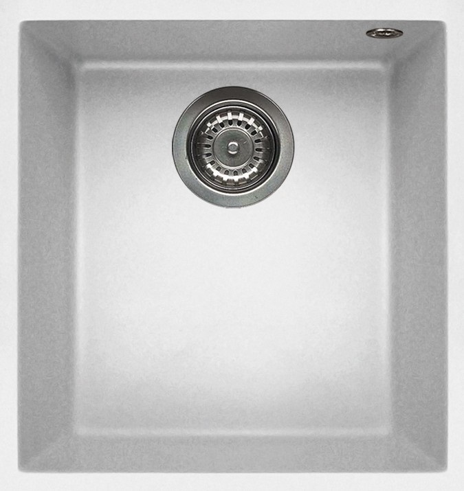 Elleci Quadra 100 Lavello Sottotop Monovasca 38x44 cm in Granitek Bianco con Protezione Antibatterica - LGQ10068BSO