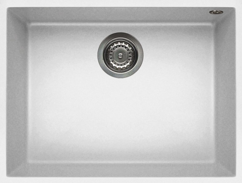 Elleci Quadra 110 Lavello Sottotop 1 Vasca 58x44 cm in Granitek Bianco con Sifone Salvaspazio