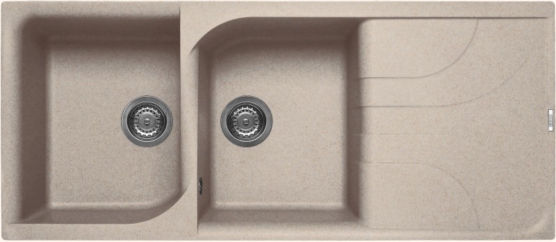 Elleci Ego 500 Lavello Incasso 2 Vasche con Gocciolatoio Reversibile in Granitek Avena - 116x50 cm