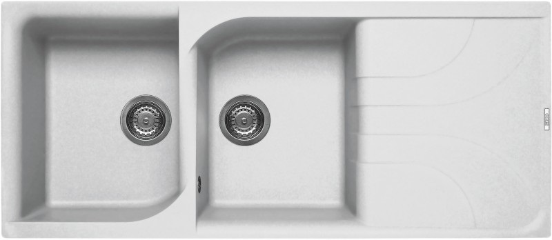 Elleci Ego 500 Lavello Incasso 116 x 50 cm in Granitek Bianco con 2 Vasche e Gocciolatoio Reversibile