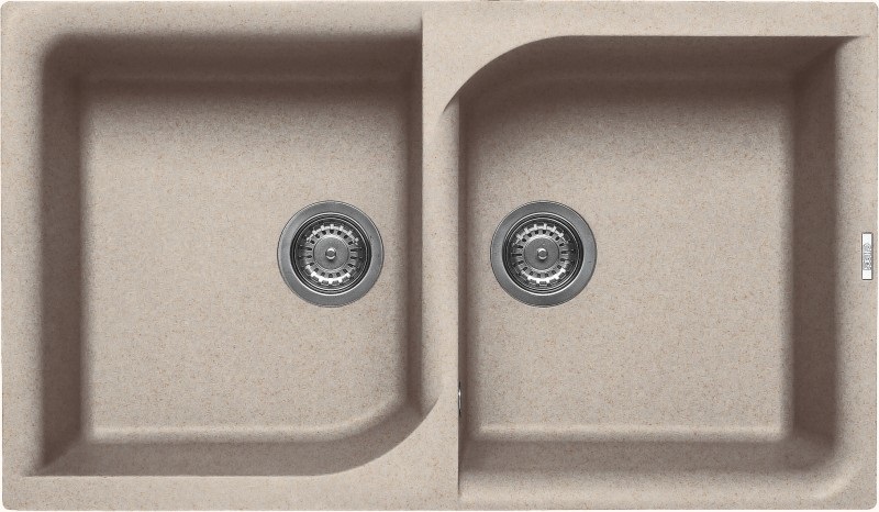 Elleci Ego 450 Lavello Incasso 2 Vasche 86 x 50 cm Granitek Avena con Accessori Inclusi