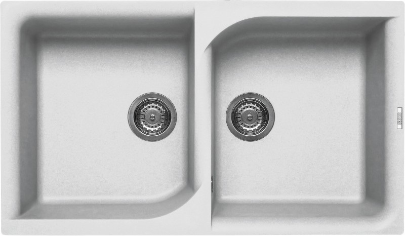 Elleci Ego 450 Lavello Montato su Piano Rettangolare 2 Vasche in Granitek Bianco - LGE45068