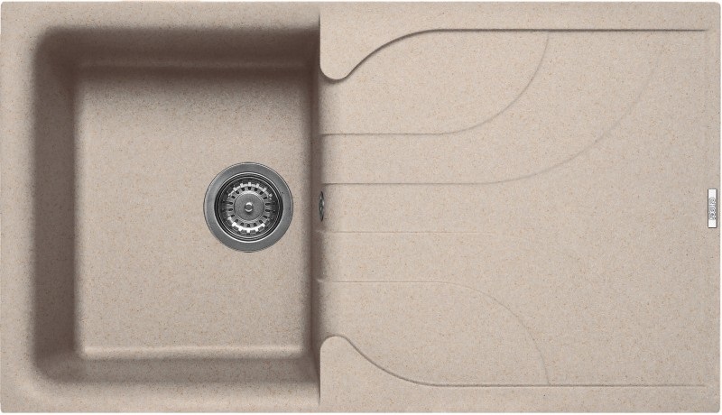 Elleci Ego 400 Lavello 1 Vasca con Gocciolatoio Reversibile, 86x50 cm, Granitek Avena
