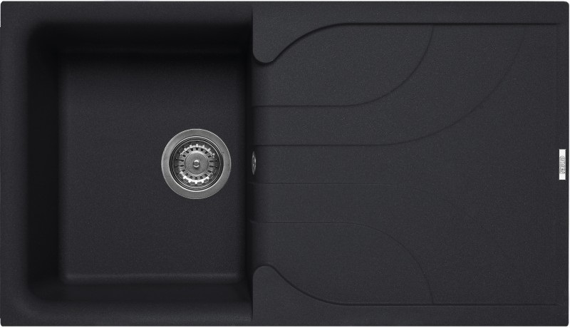 Elleci Ego 400 Lavello Montato su Piano Rettangolare in Granitek Antracite con 1 Vasca e Gocciolatoio Reversibile