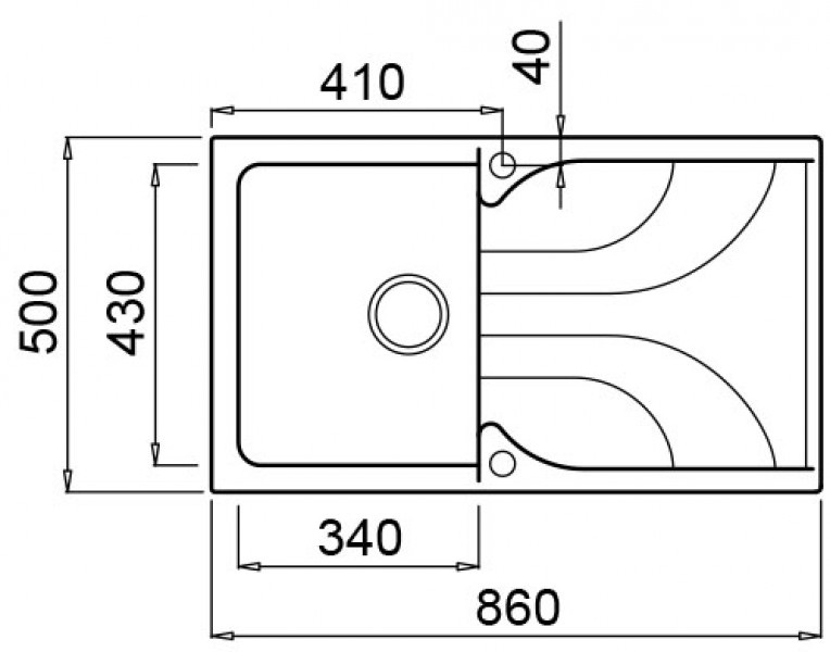 Elleci Ego 400 Lavello Montato su Piano Rettangolare in Granitek Antracite con 1 Vasca e Gocciolatoio Reversibile