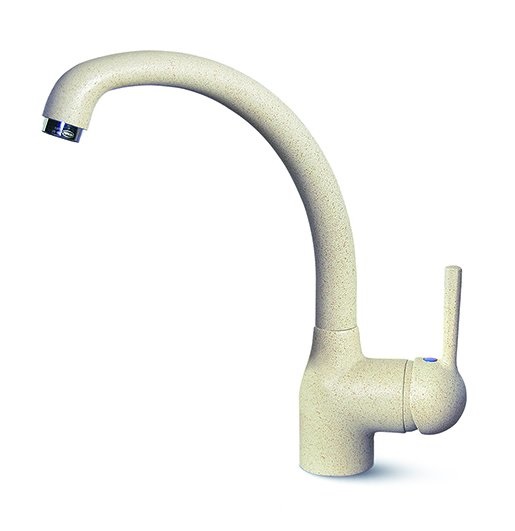 Elleci Miscelatore Monocomando Cucina Po in Granitek Bianco Antico - MGKPO62 con Canna Girevole