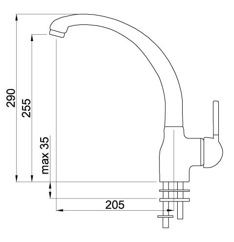 Elleci Miscelatore Monocomando Cucina Po Cromato con Canna Girevole - Altezza 29 cm