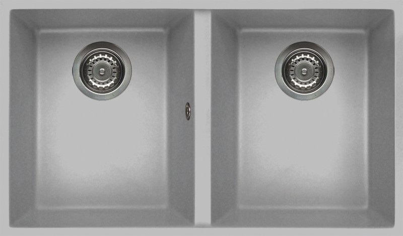 Elleci Quadra 350 Sottotop - Lavello Sottopiano Rettangolare in Metaltek Alluminio, 2 Vasche, 760x435 mm