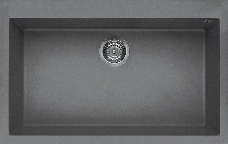 Elleci Quadra 130 Lavello da Incasso 1 Vasca 79 x 50 cm in Granitek Metal Titanium - Collezione Quadra Standard