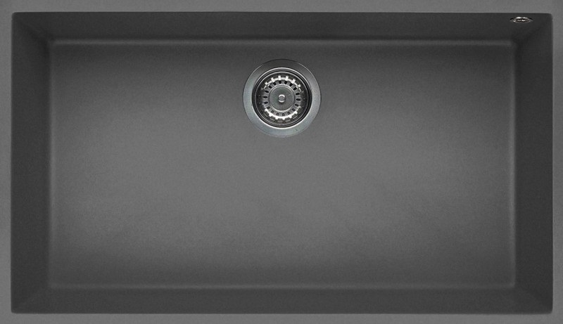 Elleci Quadra 130 Sottotop - Lavello Sottopiano Rettangolare in Metaltek Titanio, 1 Vasca, Dimensioni 76x44 cm