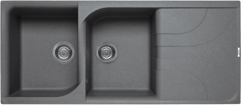 Elleci Ego 500 Lavello Incasso 2 Vasche 116x50 cm in Metaltek Titanium con Gocciolatoio Reversibile