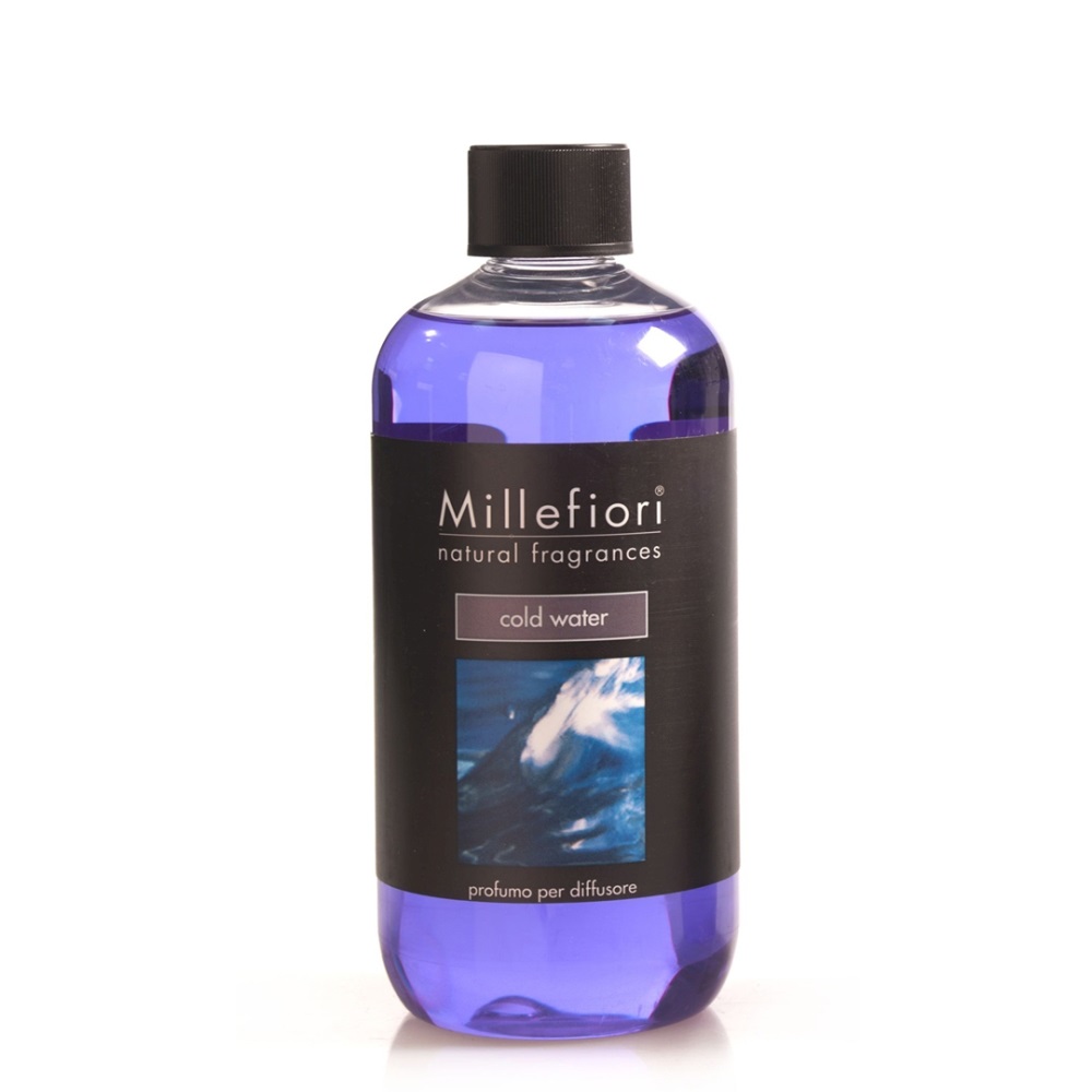 Millefiori Milano Ricarica per Diffusore 500ml - Fragranza Cold Water con Note di Menta ed Eucalipto