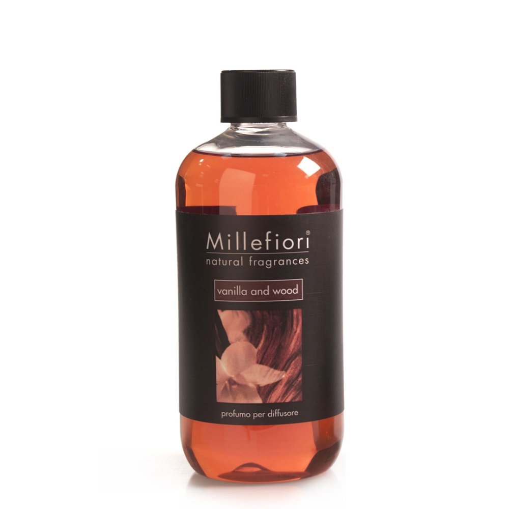 Millefiori Milano Ricarica Diffusore Vanilla & Wood 500 ml - Fragranza con Note di Vaniglia e Legno