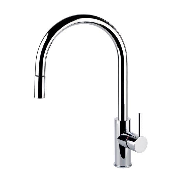 Foster Miscelatore Monocomando Cucina Satinato Camillo 8467100 con Canna Girevole e Bocca Estraibile