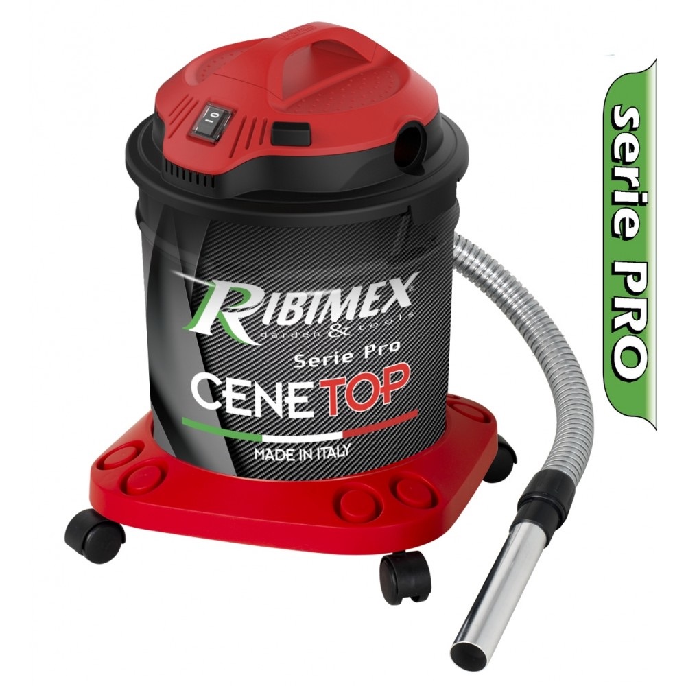 Ribimex Aspiracenere Elettrico Cenetop Serie Pro - 1200 W, Capacità 18 L, Pulizia Automatica del Filtro, Funzione Soffiante Integrata