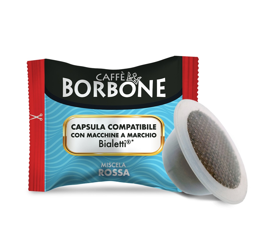 Caffè Borbone Miscela Rossa - 100 Capsule Compatibili con Macchine Bialetti® - Gusto Forte e Cremoso