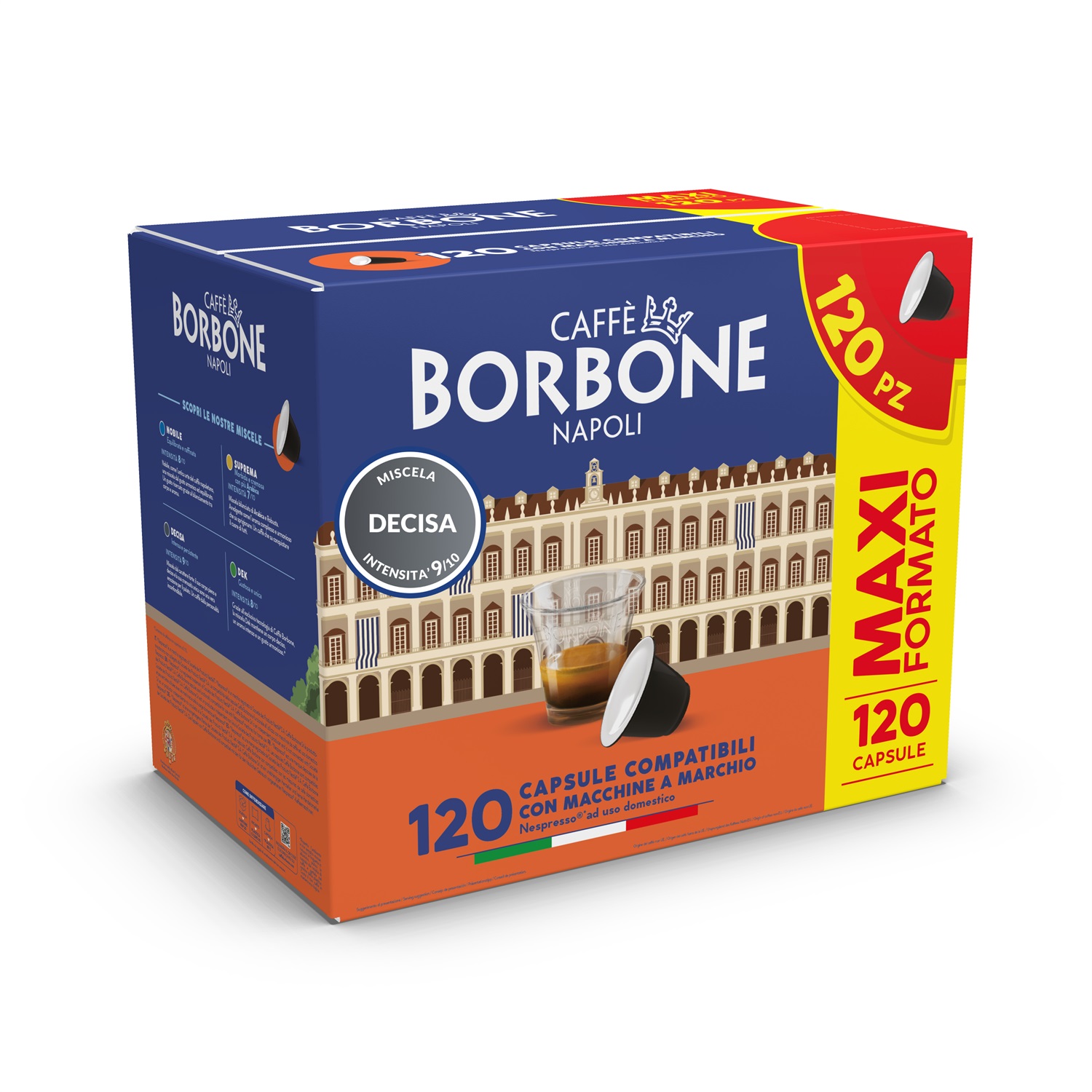 Caffè Borbone Capsule Compatibili Nespresso Miscela Decisa (Nera) - 120 pz, Gusto Intenso e Cremoso