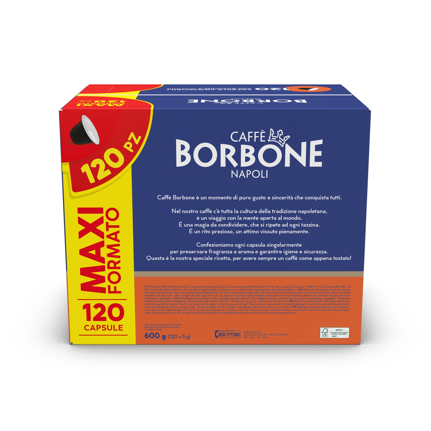 Caffè Borbone Capsule Compatibili Nespresso Miscela Decisa (Nera) - 120 pz, Gusto Intenso e Cremoso