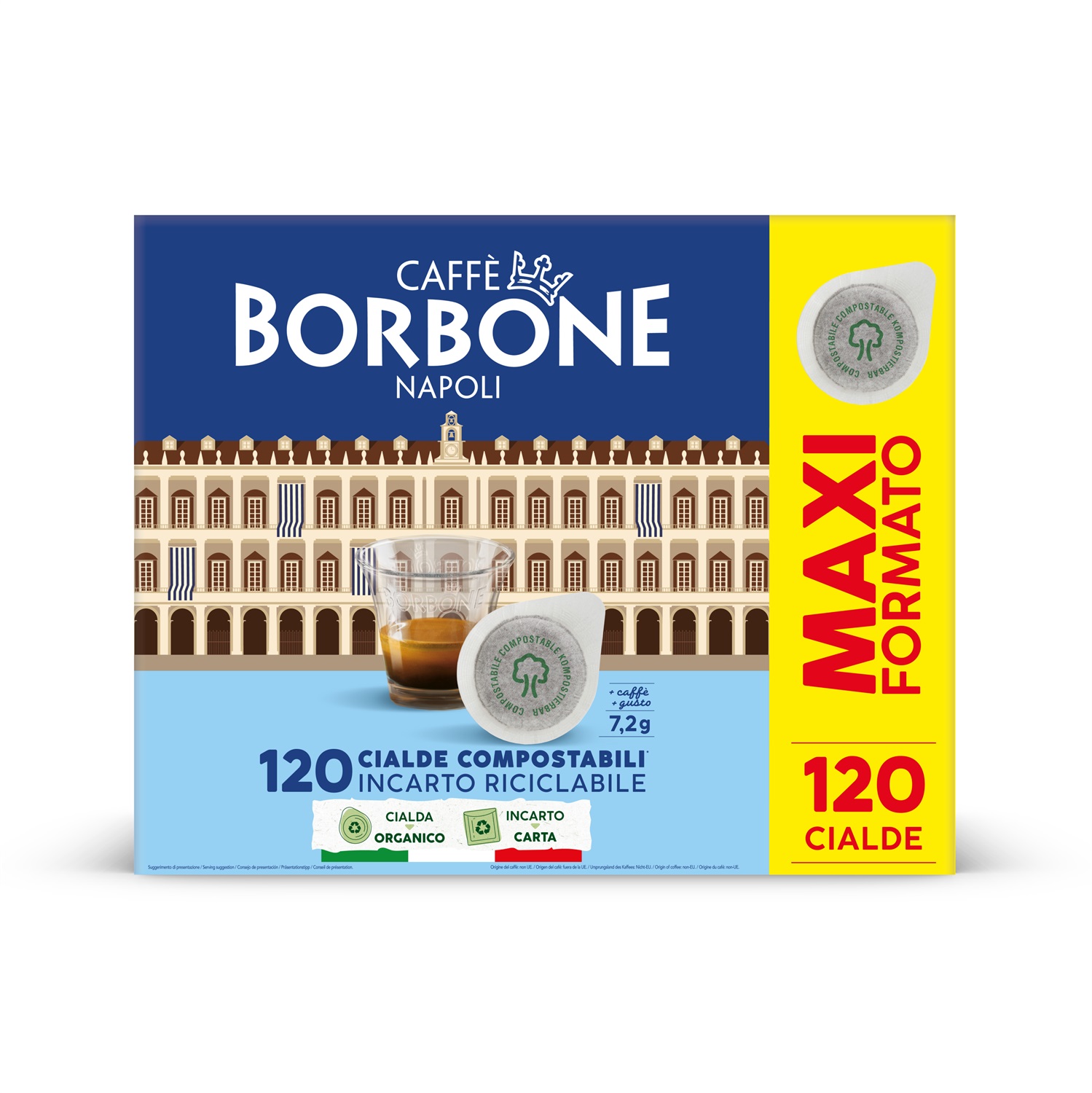 Caffè Borbone Cialde Miscela Nobile Blu - Confezione da 120 pezzi, 44 mm, Capsule Compostabili