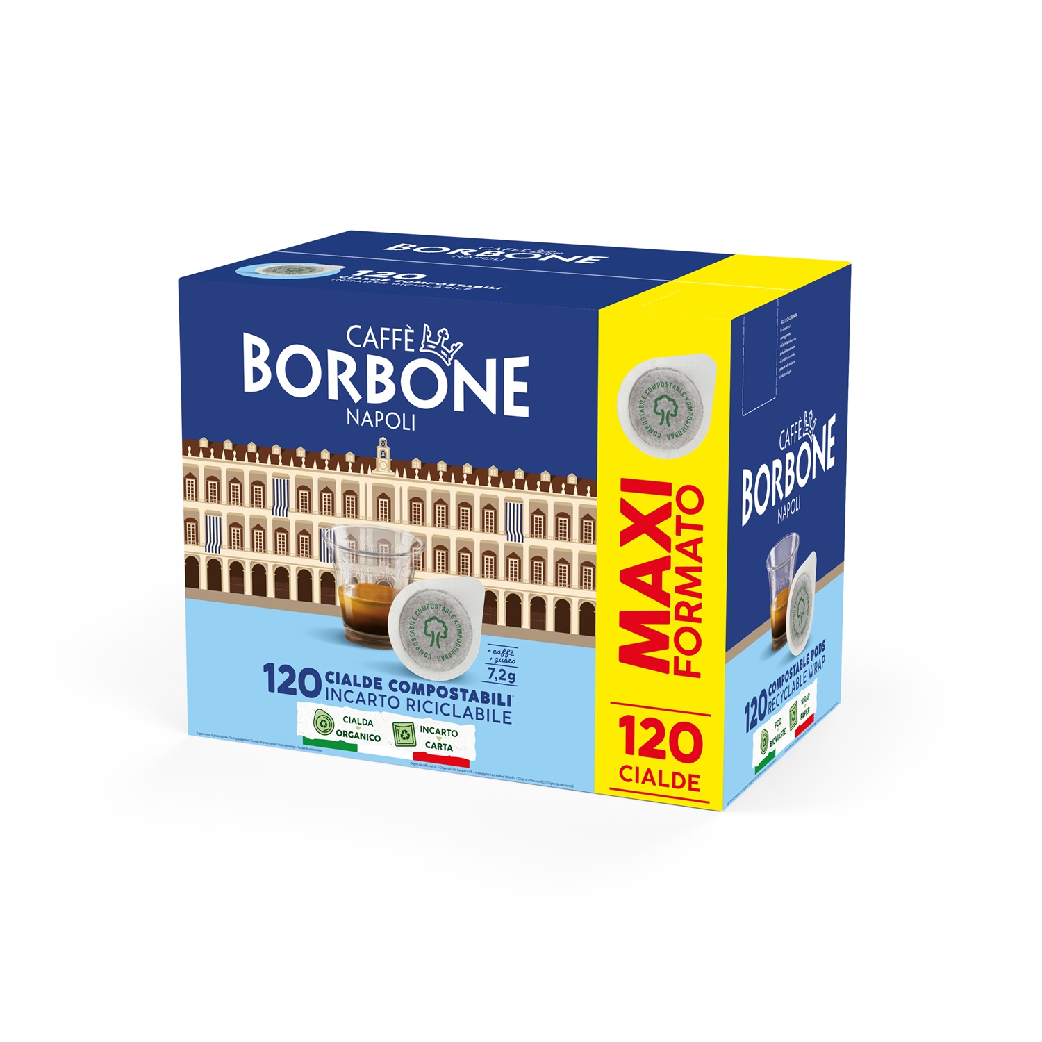 Caffè Borbone Cialde Miscela Nobile Blu - Confezione da 120 pezzi, 44 mm, Capsule Compostabili