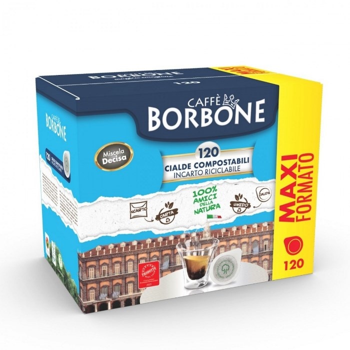 Caffè Borbone Cialde Miscela Decisa Nera - Confezione da 120 pezzi, Diametro 44 mm, 100% Caffè
