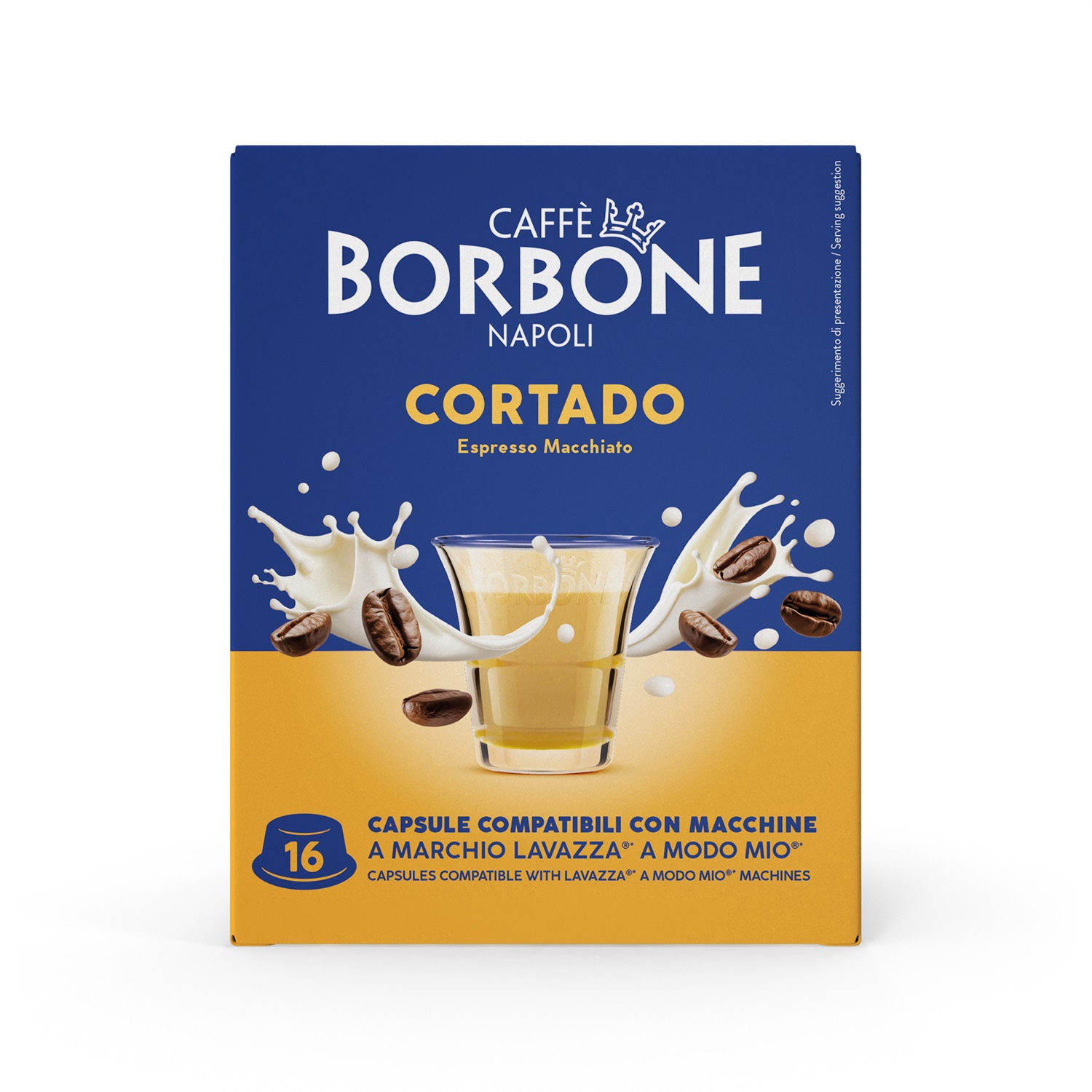 Caffè Borbone Cortado - 16 Capsule Compatibili con Lavazza A Modo Mio - Caffè Macchiato Senza Glutine