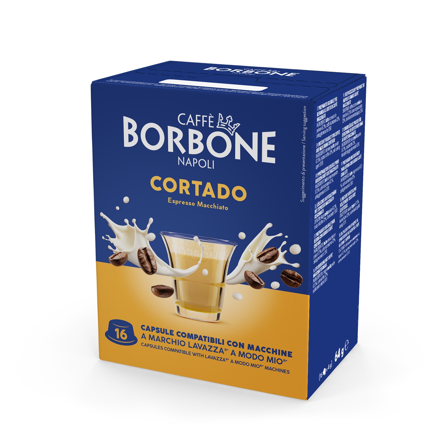 Caffè Borbone Cortado - 16 Capsule Compatibili con Lavazza A Modo Mio - Caffè Macchiato Senza Glutine