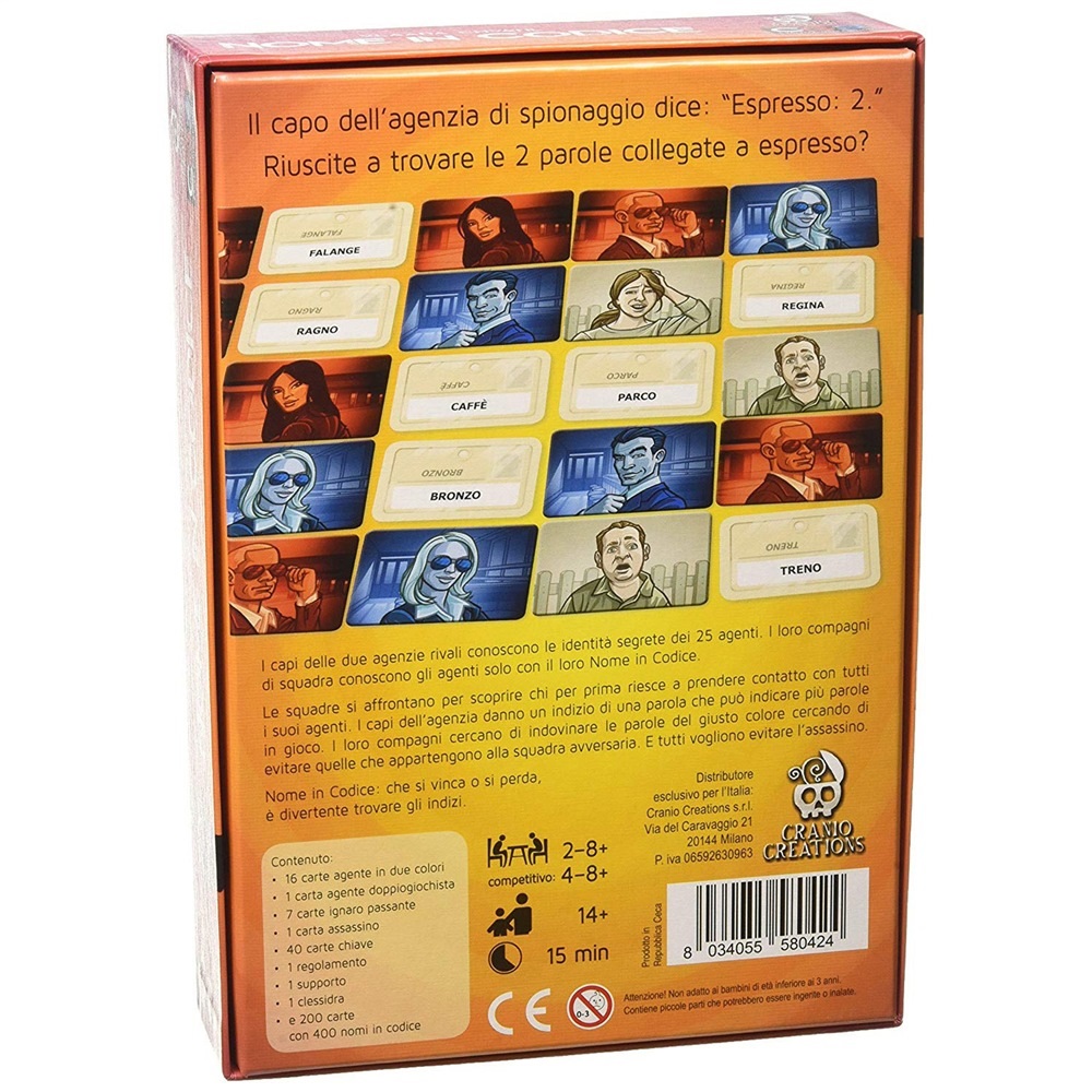 Cranio Creations Nome in Codice - Gioco da Tavolo per 2-8 Giocatori, Età 10 , Include 240 Carte e 25 Tessere