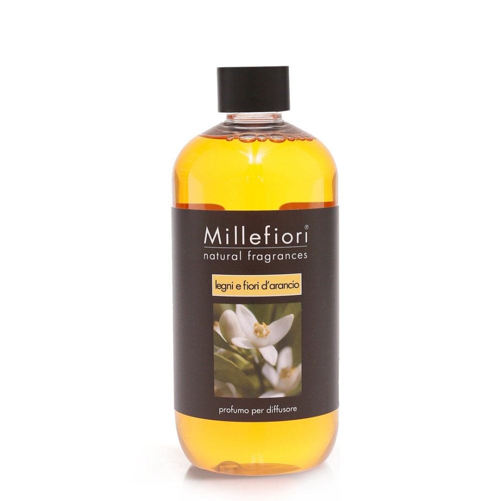 Millefiori Milano Ricarica per Diffusore 500ml - Fragranza Legni e Fiori d'Arancio con Note di Mughetto e Legno