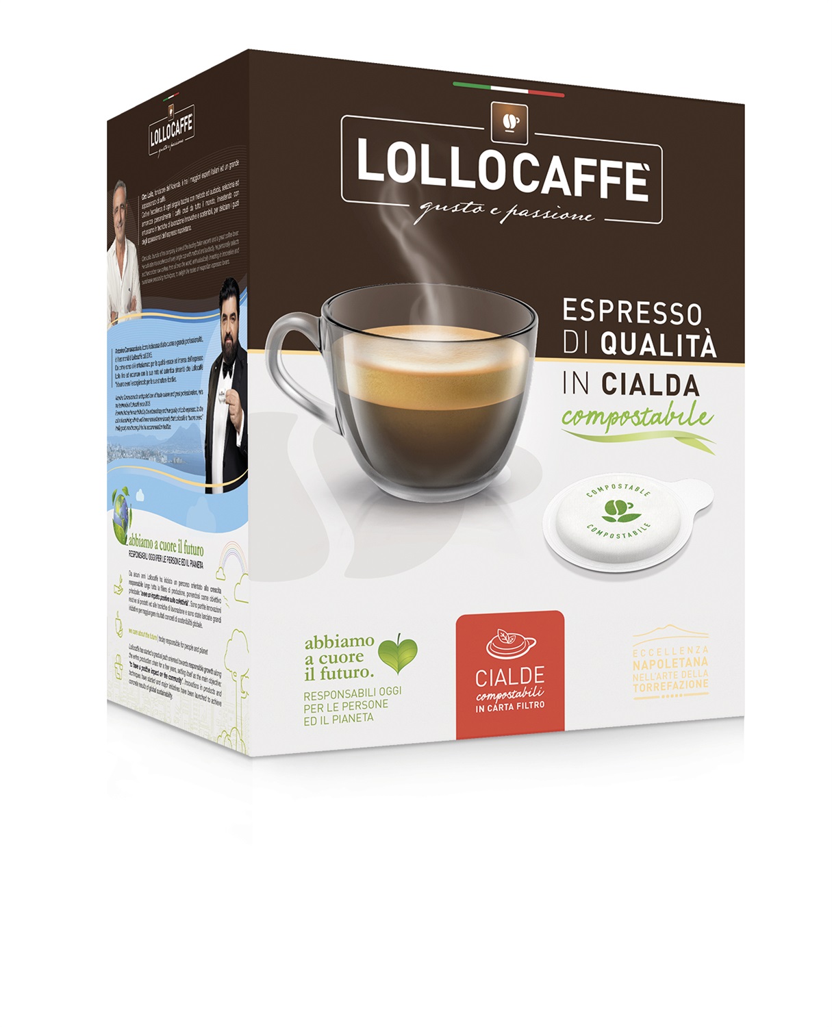 Lollo Caffè Amore Assoluto - Cialde Compostabili da 100 pz, Gusto Pieno e Cremoso