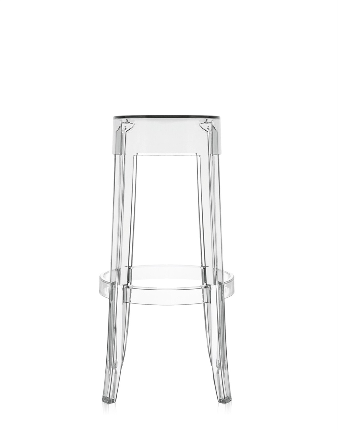 Kartell Sgabello Alto Impilabile Charles Ghost - Trasparente in Policarbonato, Design di Philippe Starck, Altezza 75 cm