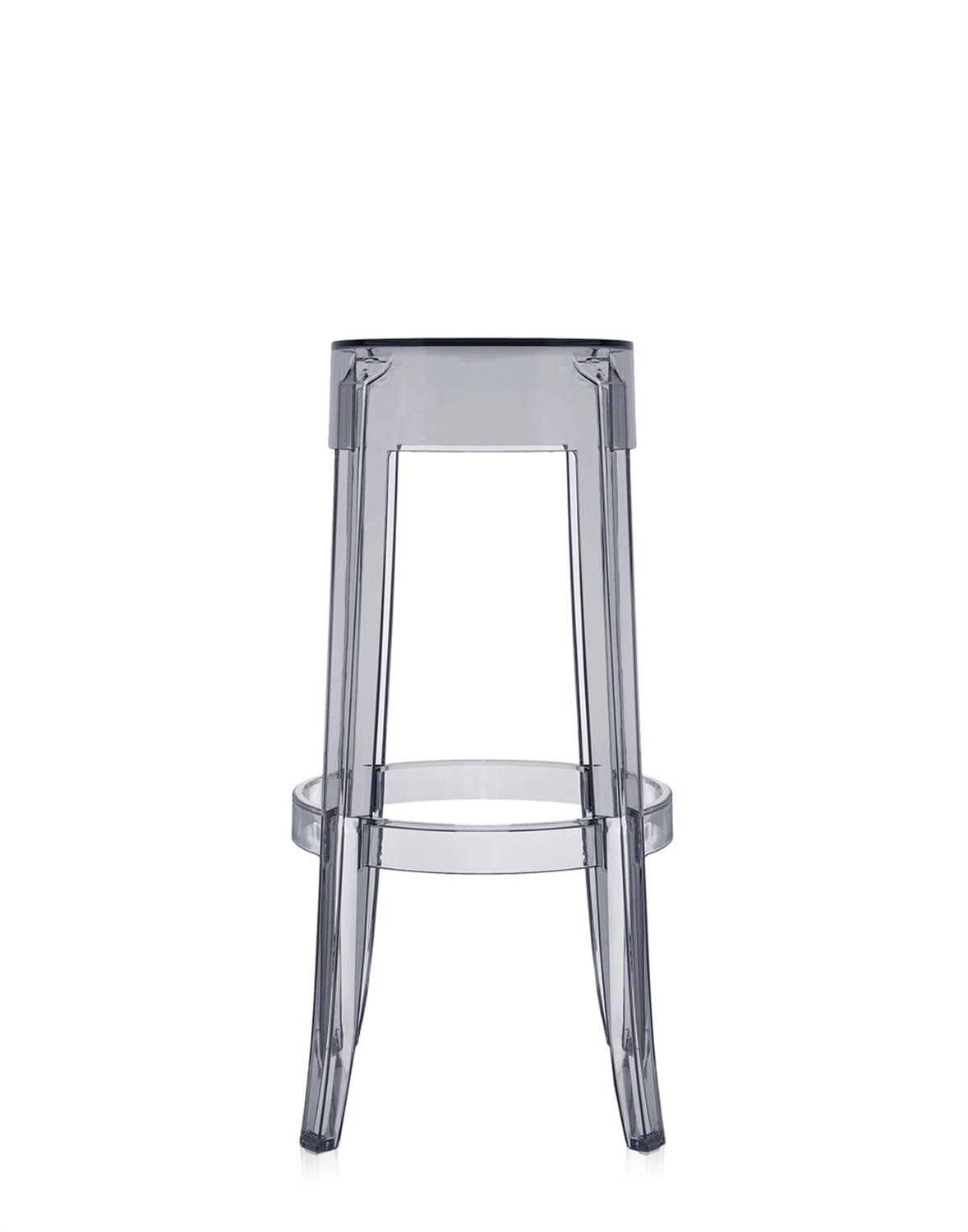 KARTELL Charles Ghost Sgabello Fumè Trasparente, Altezza 75 cm, Design Philippe Starck, Impilabile