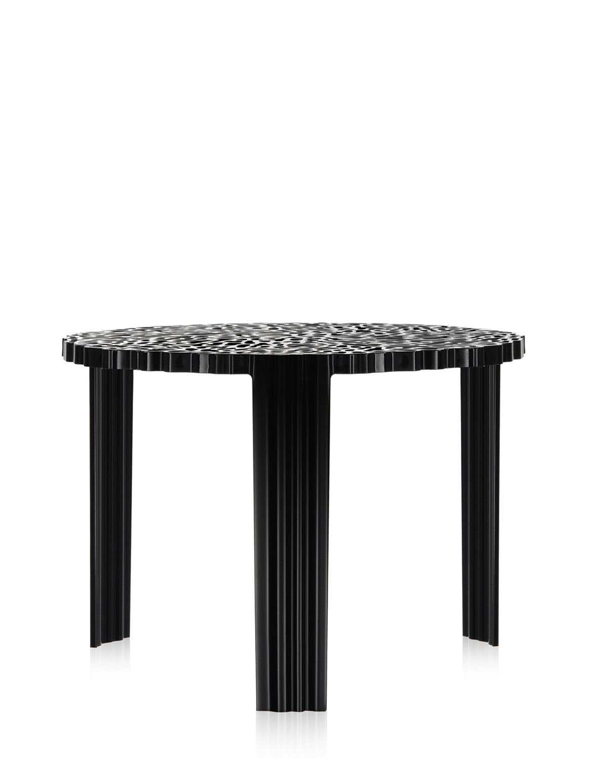 Kartell T-Table Tavolino Nero in PMMA - Ø 50 cm, H 36 cm, Design di Patricia Urquiola