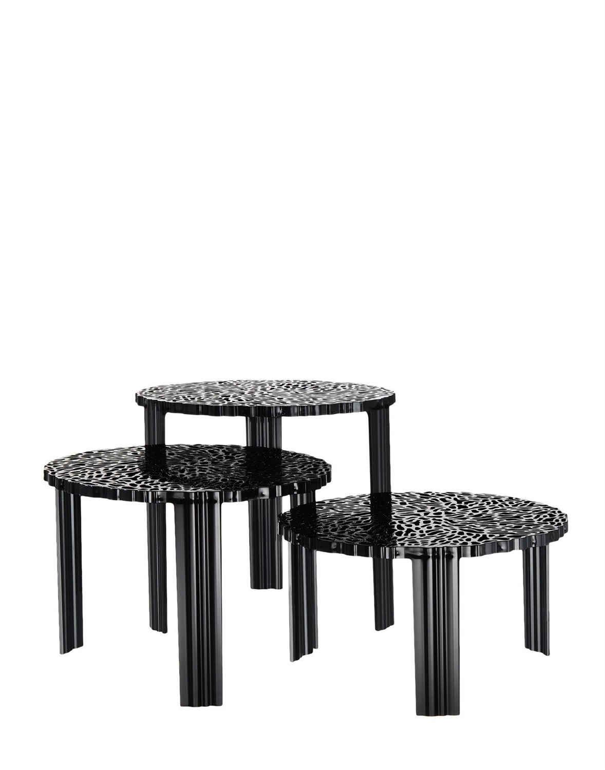 Kartell T-Table Tavolino Nero in PMMA - Ø 50 cm, H 36 cm, Design di Patricia Urquiola