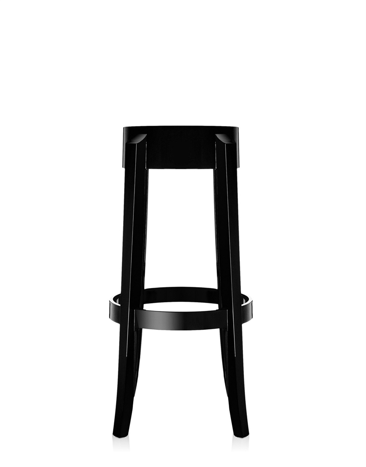 Kartell Charles Ghost Sgabello Alto Impilabile - Nero - Policarbonato - Design Philippe Starck - Altezza 75 cm