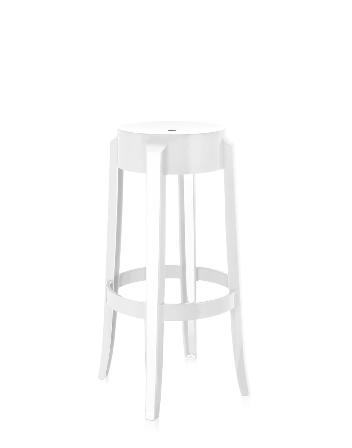 Kartell Charles Ghost Sgabello - Set da 2, Bianco Coprente, H. 75 cm, Design Philippe Starck
