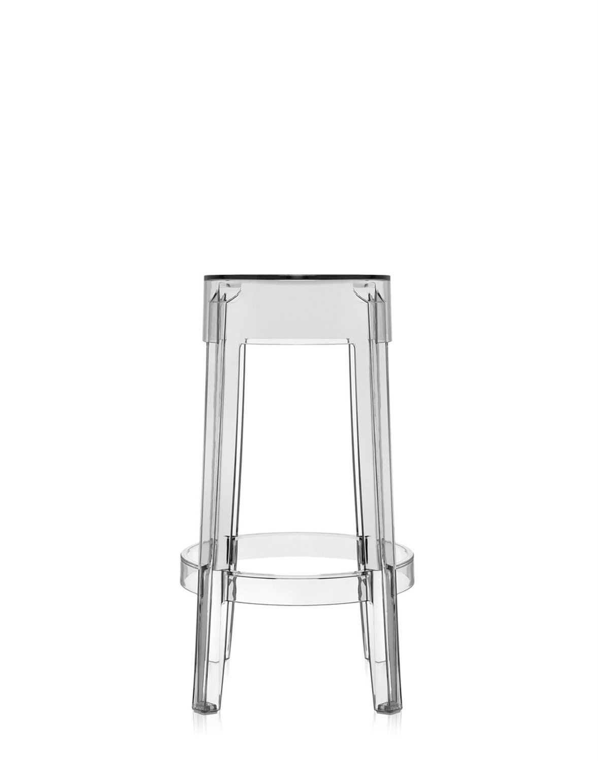 KARTELL Sgabello Charles Ghost - Altezza 65 cm, Design Moderno in Policarbonato Trasparente, Impilabile, Icona del Design di Philippe Starck