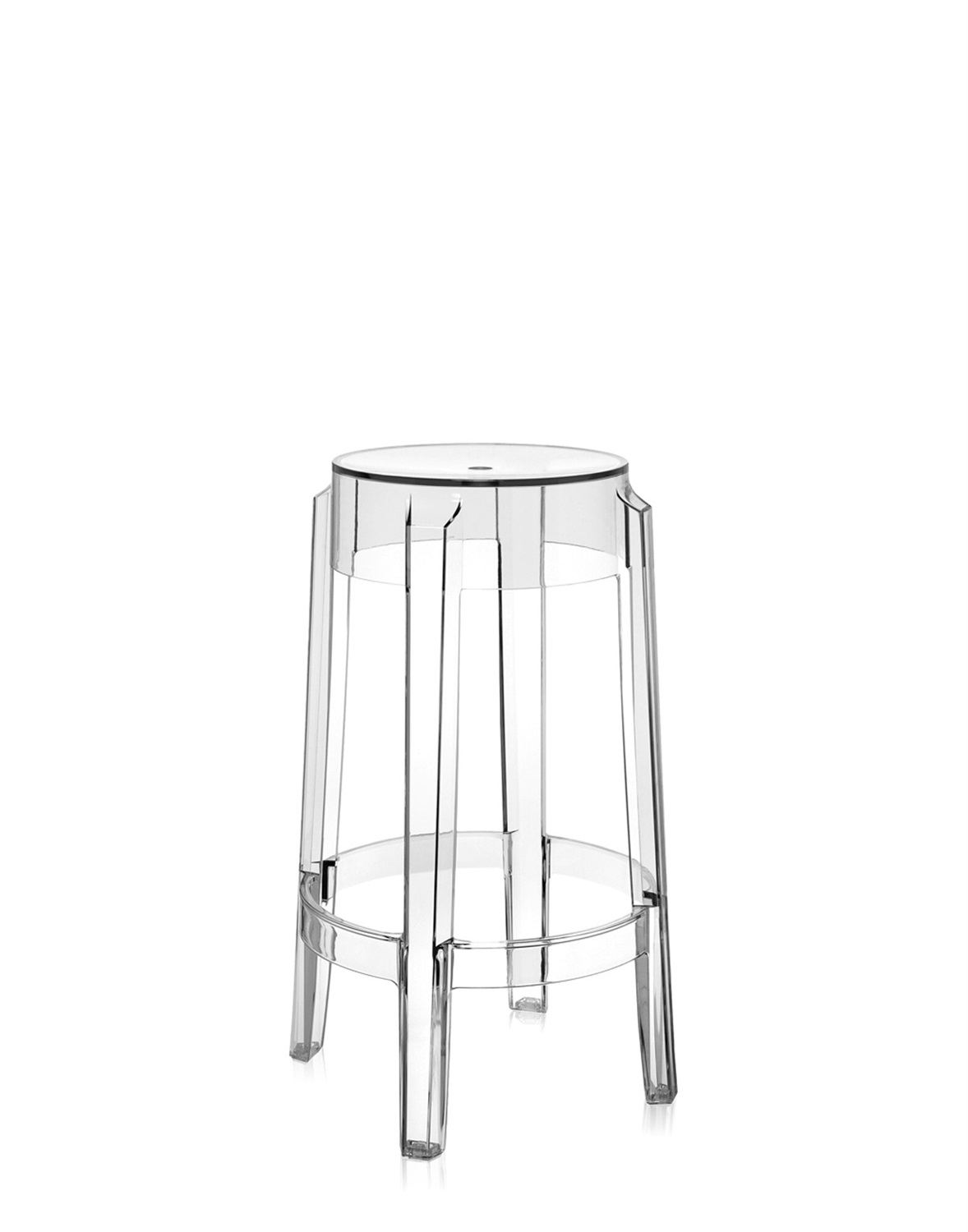KARTELL Sgabello Charles Ghost - Altezza 65 cm, Design Moderno in Policarbonato Trasparente, Impilabile, Icona del Design di Philippe Starck