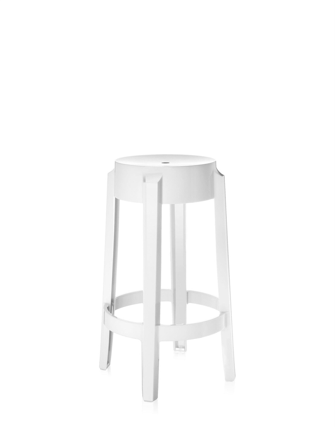 KARTELL Sgabello Charles Ghost, Set da 2, Bianco Coprente, Altezza 65 cm, Design Philippe Starck