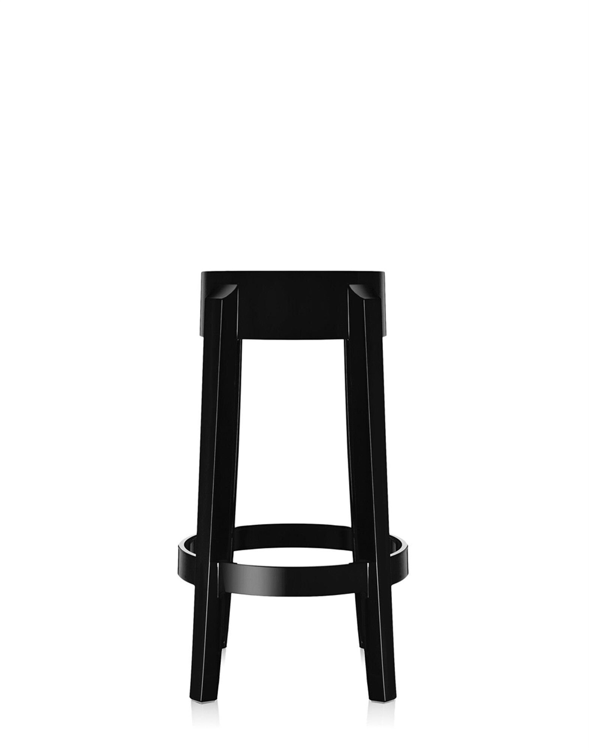 Kartell Charles Ghost Sgabello Alto Impilabile - Design Philippe Starck - Policarbonato Trasparente - Altezza 65 cm