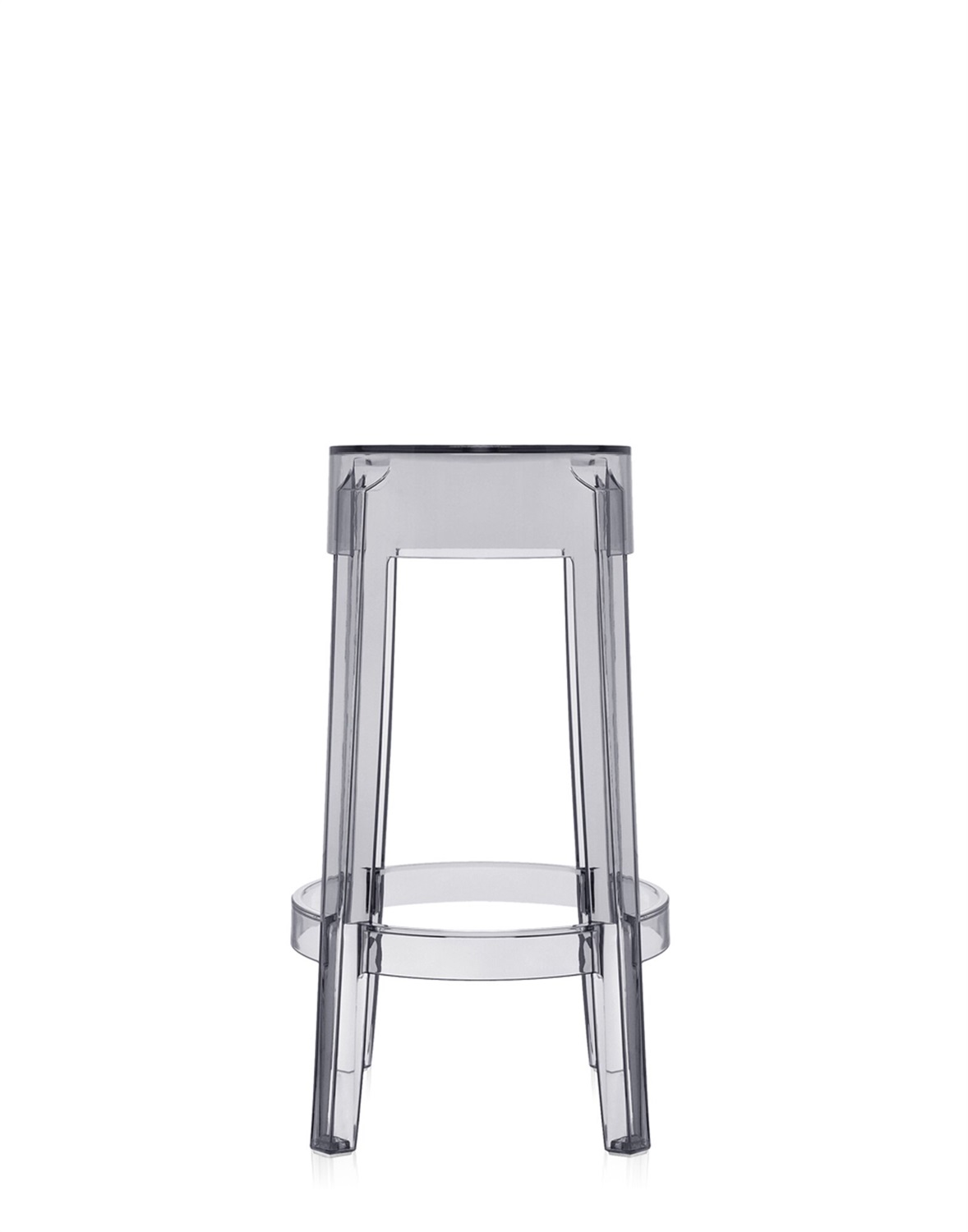 Kartell Charles Ghost Sgabello Alto Impilabile - Grigio/Fumè Trasparente, Design Philippe Starck, H 65 cm