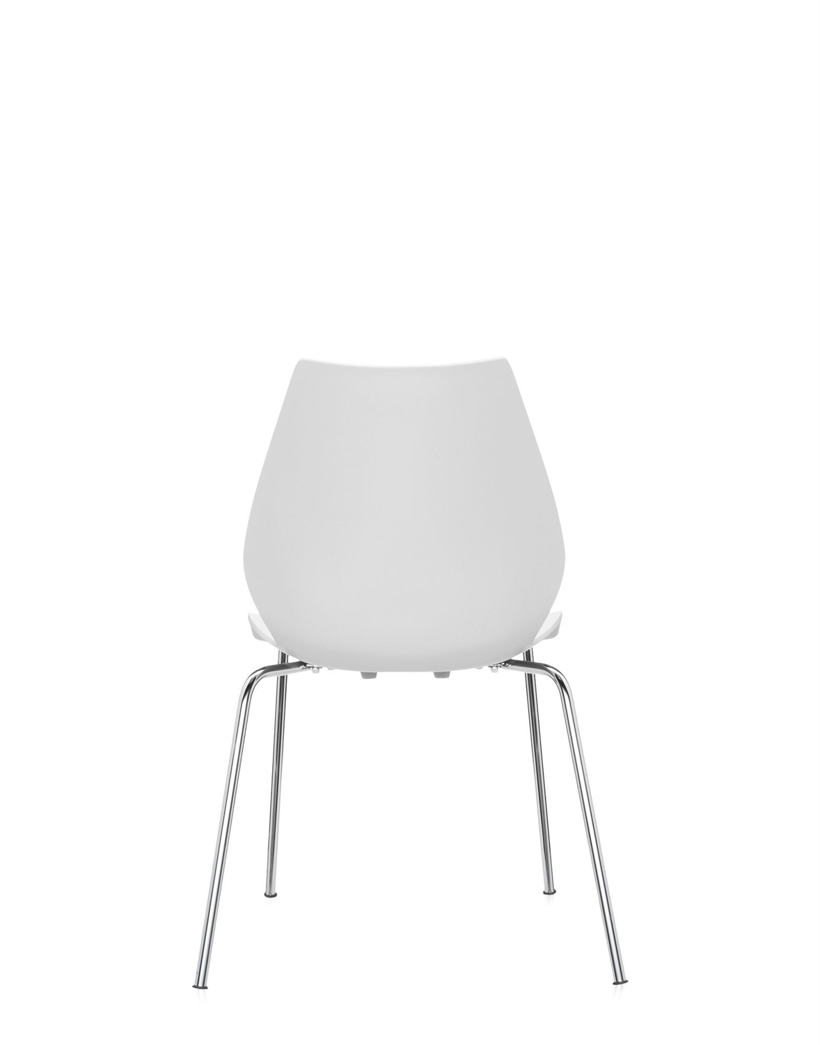 Kartell Maui Sedia Impilabile Senza Braccioli - Set da 2 - Design Vico Magistretti - Bianco Zinco - Acciaio Cromato