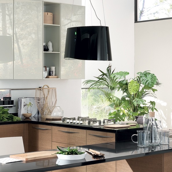 Falmec Mare E.ion Cappa Aspirante a Isola in Vetro Nero 66 cm - Potenza 450 m³/h, Filtrante, Tecnologia E.ion