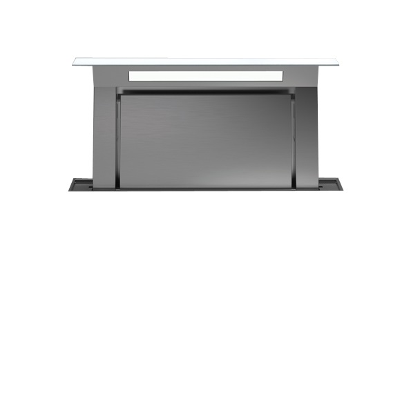 Falmec Cappa Downdraft Worktop 120 cm - Acciaio Inox e Vetro Bianco, Aspirazione Perimetrale, Pulsantiera Touch, Illuminazione LED
